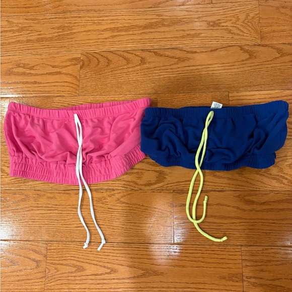 2 Pack of Fashion Nova Women’s Tube Tops Size L - Pink & Blue Strapless Tops - Picture 1 of 2